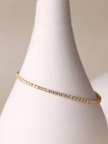 1入櫻花蝴蝶結和立體切割鋯石裝飾手鏈 - 彩色 - 查看 9