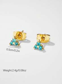 1 Pair Minimalist European And American Style Geometric Cubic Zirconia Stud Earrings, Silver Faux Pearl Earrings, Women Accessories For Daily Wear