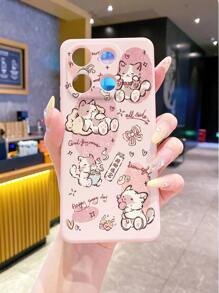 1 件美食猫图案粉色直边手机壳，带镜头保护设计，防指纹、防震、防摔，兼容 16 Pro Max、15 Pro Max、14 Pro Max 系列、S25 Ultra、S24 Ultra 系列