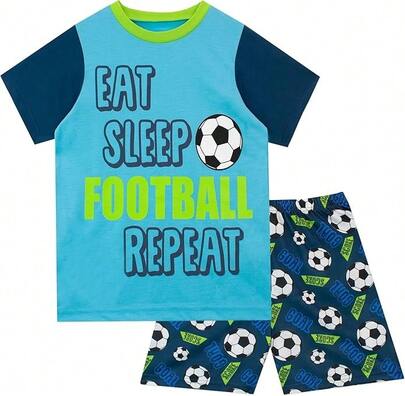 Harry Bear Short Sleeved Football Pyjamas | Football Boys' Short Pyjama Set | Kids' PJs | Fast UK Delivery Shipping | Trusted UK Seller | Great Gift For Kids | Perfect For Summer Holidays, Birthdays And Christmas