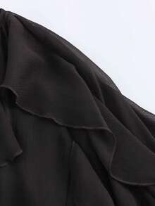 HZXVIC Women's New Autumn French Style Multi-Layer Ruffle Sheer V-Neck Drape Long Sleeve Blouse - Black - View 7