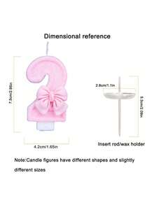 创意粉色蝴蝶结0-9数字蜡烛，生日蛋糕装饰蜡烛，派对蜡烛，氛围派对用品，浪漫派对用品，适用于情人节、单人派对、生日派对等。蛋糕装饰，烘焙装饰，创意数字生日蜡烛，主题派对，母亲节，情人节装饰，手工DIY礼物。1岁至100岁生日必备 - 粉色 - 查看 4