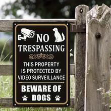 1PC Security Tin Sign, No Trespassing, Video Surveillance Warning, Dog Alert Decor, Outdoor Security Sign, 2D Flat Design, Perfect For Gate, Yard, Front Door, Fence, 8x12 Inches / 20x30 Cm - Multicolor - View 9