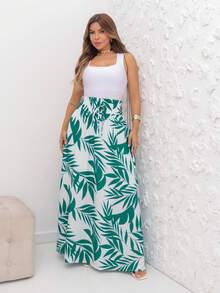 Solid Women's Long Skirt - Dark Green - View 2