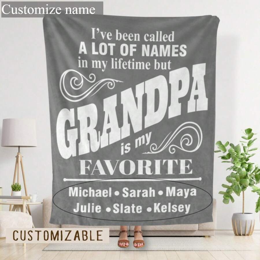 1 pieza Manta personalizada como regalo del Día del Padre para el abuelo, regalo de cumpleaños personalizado, manta para abuelos, suegro, regalo del Día del Padre para papá - Blanco - Ver 1