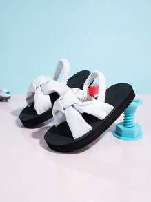 Sandalias para niñas, lindas, de espuma, fashion y versátiles para uso diario, con cinta mágica ajustable, ligeras y transpirables, antideslizantes