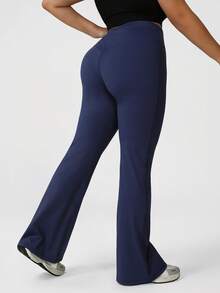 Sodalemon Plus Size Women Wide Leg Dance Pants, Yoga Bootcut Trousers For Sports - Navy Blue - View 6