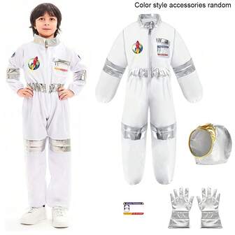 Astronaut Costume Set For Boys And Girls, Children Astronaut Costume, Roleplay Outfit Suit, Suitable For 3-10 Years Old Kids