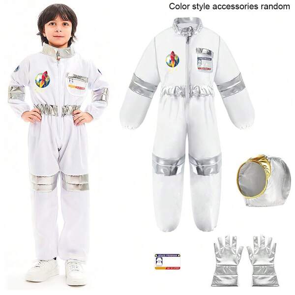 Conjunto de disfraz de astronauta para niños y niñas, disfraz de astronauta infantil, conjunto de disfraz de juego de roles, adecuado para niños de 3 a 10 años