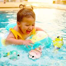 1 包可爱游泳青蛙洗澡玩具，儿童浴缸戏水玩具，男女通用发条漂浮玩具，儿童泳池玩具 - 彩色 - 查看 4