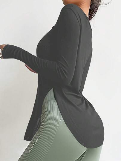 女士健身瑜伽上衣，速干运动衫，适合跑步、健身房锻炼，弹力压缩打底衫