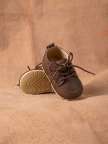 时尚百搭透气纯色系带婴幼儿休闲运动鞋 - 棕色 - 查看 3