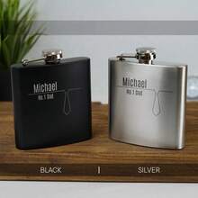 Personalised 6oz Black Initials Hip Flask Gifts Ideas Presents For Wedding Men, For Groomsmen Stag Best Man Groom Gifts Matte,Brunch-Ready - Multicolor - View 2