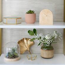 2 Pack Brass And Glass Gold 4.4 Tabletop Trinket Tray With Drative Petals