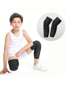 1 Par Rodilleras Deportiva Anticolisión Basquetbol Elastica Compresion Protector Rodilla Para Niños - Negro - Ver 1