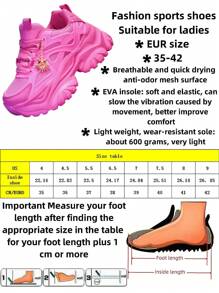 Women's 7cm Thick Sole Casual Sports Shoes With Sunflower Metal Decoration, Outdoor High Heel Platform Sneakers, Lightweight Shock-Absorbing Breathable Mesh Summer Sandals, Pink Round Toe Lace-Up For Daily, Workout, Office