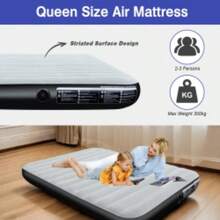 Queen Size Striated Camping Airbed Inflatable Mattr Blow Up Air Bed - T61020US UK - View 5