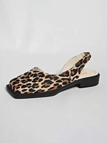 2026 Designer Luxury Buckle Strap Flat Shoes, Women's Pointed Toe Casual Mule Sandals - Leopard - View 8