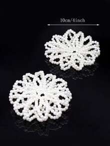 1pc Elegant Pearl Hair Net For Girl, Suitable For Bun Hairstyle, Dance Performance, And Commuting To Work - White - View 2