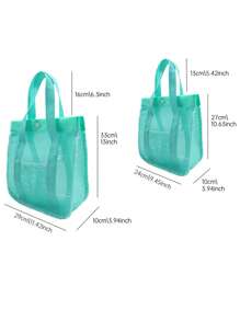 Mesh Toiletry Bag, Portable Multi-Pocket Storage Organizer Tote, Beach Carry Bag, Polyester Mesh Beach Bag