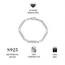 1 pièce Bracelet en diamant Bracelet de luxe à la mode Brillant rond D Moissanite Plaqué or 18 carats en argent 925, cadeau idéal pour la Saint-Valentin
