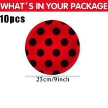 10pcs/20pcs/80pcs Red Ladybug Party Tableware Set, Ladybug Disposable Tableware Set Includes: Plates, Napkins, Cups, Ladybug Themed Tableware Set, Suitable For Birthday Theme Parties, Dessert Tea Gatherings, Family Dinners, Banquets And Other Occasions - Multicolor - View 9