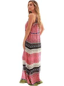 Tie Dye Spaghetti Strap Maxi Dress - Multi Printed - View 2