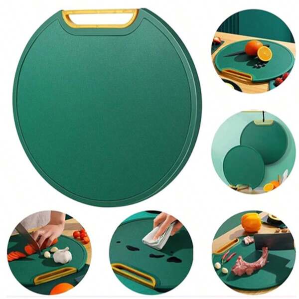 Tábua de Corte Antiderrapante Anti-mofo Redonda 30cm com Suporte - Corte carnes, legumes e frutas