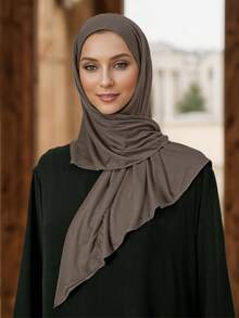 1件/2件装女士纯色便捷套头头巾，伊斯兰祈祷头巾，适合日常穿着。