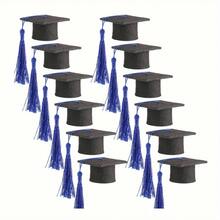 10pcs Mini Graduation Caps, Photography Props For Graduation, 2025 Mini Graduation Cap Decorations, Tassel Decor Paper Cupcake Toppers, Not Edible, Party Decoration Hats, Graduation Party Cake Decorations, Mini Graduation Caps With Tassels Are More Suitable For Graduation Party Gifts. - Multicolor - View 13
