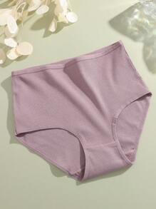 FINETOO 4 قطع من السراويل النسائية ذات الخصر العالي بلون أحادي، ملابس داخلية للسيدات بمقاسات كبيرة