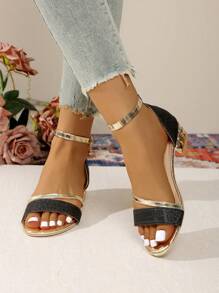 New Fashion Double Strap Open Toe Sandals, Ankle Buckle Design, Stylish Elegant Sandals