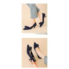 Scarpe da donna con punta affusolata, tomaia a calza, fiocco, tacchi sottili casual alla francese, stile giapponese