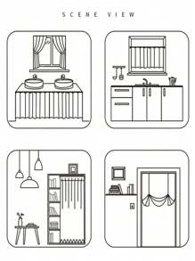 1件法式荷叶边蕾丝刺绣米色薄纱窗帘，轻盈小窗帘，无需打孔即可用作房间隔断 - 米色 - 查看 8