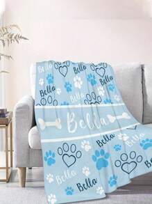 Manta personalizable con estampado de huella de mascota en colores vibrantes - Suave, cálida y ligera de franela para sofá, cama, viaje, campamento, oficina - Personalizada con nombre, impresión digital para todas las temporadas, lavable a máquina y acogedora. Regalo ideal personalizado y único para familia, mascotas, dormitorio, sala de estar, sala de té, sofá