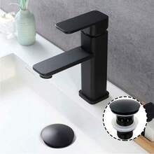 Tapsin Round Click Clack Sprung Push Button Basin Waste Bathroom Click-Clack Slotted  Sink Pop Up Push Button Bath Basins WIth A Overflow - Black - View 6