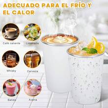 Vasos térmicos apilables para frío y caliente, set de 6 vasos de acero inoxidable de 500 ml, duraderos y ecológicos, ideal para hogar, restaurante, viajes y camping (plata). - blanco - Ver 5