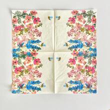 20 Stücke Frühling Sommer Bienen Honig Blumen Servietten, Einweg Papier Grün Blätter Blumen Handtücher für Badezimmer, Gäste-WC, Bridal-Shower, Hochzeitstag, Cocktail, Geburtstagsfeier, Zuhause, Küche, Essen, Camping, Backen & Tischdekoration, für Weihnachten, Valentinstag, Feier, Blumen- und Gras-Muster Servietten, Luxus Restaurant Blumen Pappbecher Decoupage Papier