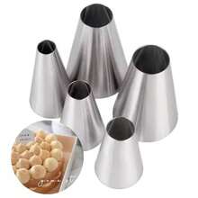 5Pcs/Set Large Size Round Piping Nozzle Cake Cream Pastry Tools Stainless Steel Icing Tips For Cupcake Decorating - Multicolor - View 7