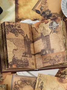 192 quyển sổ tay giấy bạc có thể viết được, loạt bài "Ode To The Distance", sổ tay chủ đề minh họa in tiếng Anh cổ điển, đồ dùng học tập, trở lại trường - Nhiều màu - Xem 9