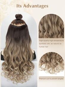 Extensions de cheveux Extensions à clipper en forme de V Extensions de cheveux ondulés Extensions synthétiques en 1 pièce seul morceau avec 5 clips de sécurité Extensions de cheveux à clipser pour usage quotidien des femmes