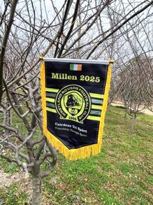 4 pezzi di pennoni personalizzati a forma di scudo con frange, realizzati in fibra di poliestere, stampa monofronte, adatti per eventi aziendali, feste di compleanno, decorazione, colorati, durevoli e resistenti ai colori, ottimi per tifosi e collezionisti