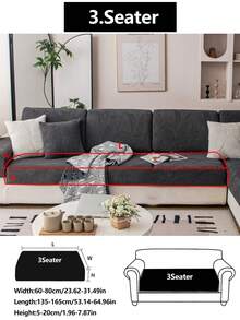 1pc Stretch Sofa Seat Cushion Cover, All Season Non-Slip Waterproof Sofa Slipcover, Full Coverage Sofa Protector, Dust-Proof And Washable, Fits L-Shaped And 1/2/3/4 Seater Sofas, Plush Warm And Thick - Dark Grey - View 18