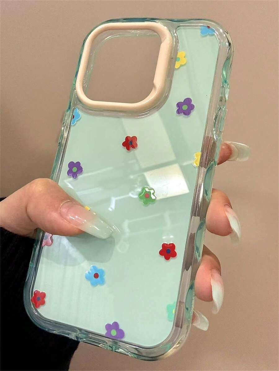 Cute Cartoon Rabbit & Flower Wavy Frame Phone Case, Compatible With IPhone 17 Pro Max, 17 Pro, 17, 16, 15, 14, 13, 12 Pro Max, 11, Soft Back Cover