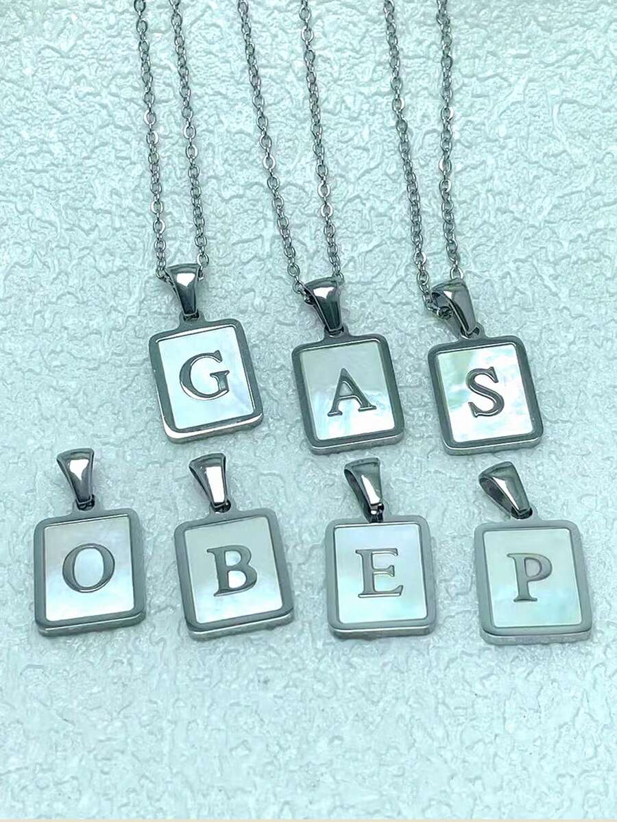 1pc Personalized Initial Necklace Stainless Steel Non Tarnish Women Letter Necklace