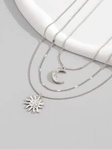 3pcs/set Sun & Moon Pendant Necklace