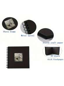 1PC Elegant DIY Scrapbook Album 7"X7" - Black Kraft Pages, 20 Pages | Ideal For Preserving Wedding & Anniversary Memories, Perfect Gift - View 9