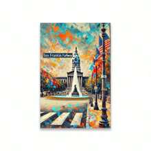 1PC Petronia Street Wall Art Poster Colorful Landscape Benjamin Franklin Parkway Travel Prints HaYarkon St Wall Art Canvas Painting Paintings In Living Rooms, Bedrooms, Dining Rooms Optional Frames Modern Posters, Wall Arts, Canvas Paintings, And Reusable Frames