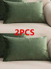 1 件/2 件双面天鹅绒抱枕套，现代简约加厚纯色天鹅绒靠垫套，适用于客厅卧室沙发，季节性使用，无枕芯，30*50 厘米和 45*45 厘米 - 墨綠色 - 查看 12
