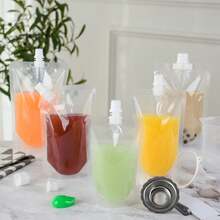 10/50/100PCS Drink Pouches Disposable Plastic Drinking Flasks Packaging Bag With Rotating Nozzle Hand-Held Clear Smoothie Bags For Juice Milk Brewing Beer Storaging Liquid - Multicolor - View 2